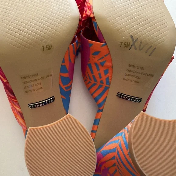 GIANNI BINI Keily Palm Printed Bow Detail Block Heel Dress Sandal Size 7.5 - Picture 4 of 10